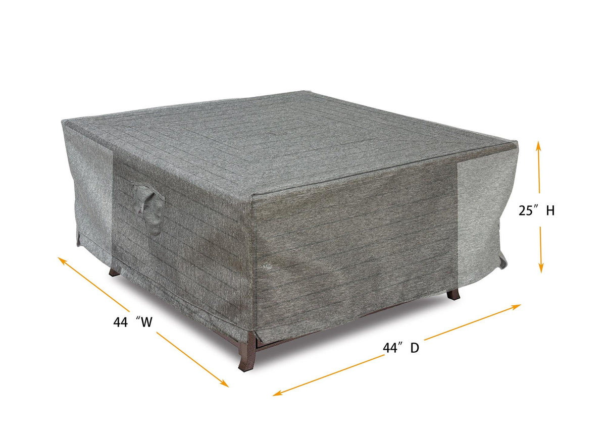 Premium Heavy-Duty Square Fire Table Cover - 3-Layer Water & UV-Resistant, Platinum Series, 44" W x 44" D x 25" H for Outdoor Patio Furniture