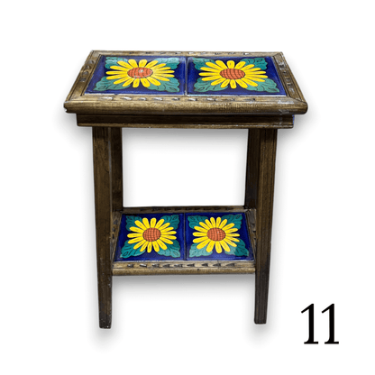 Talavera Tile End Table | Handmade Mexican Wood Accent Furniture
